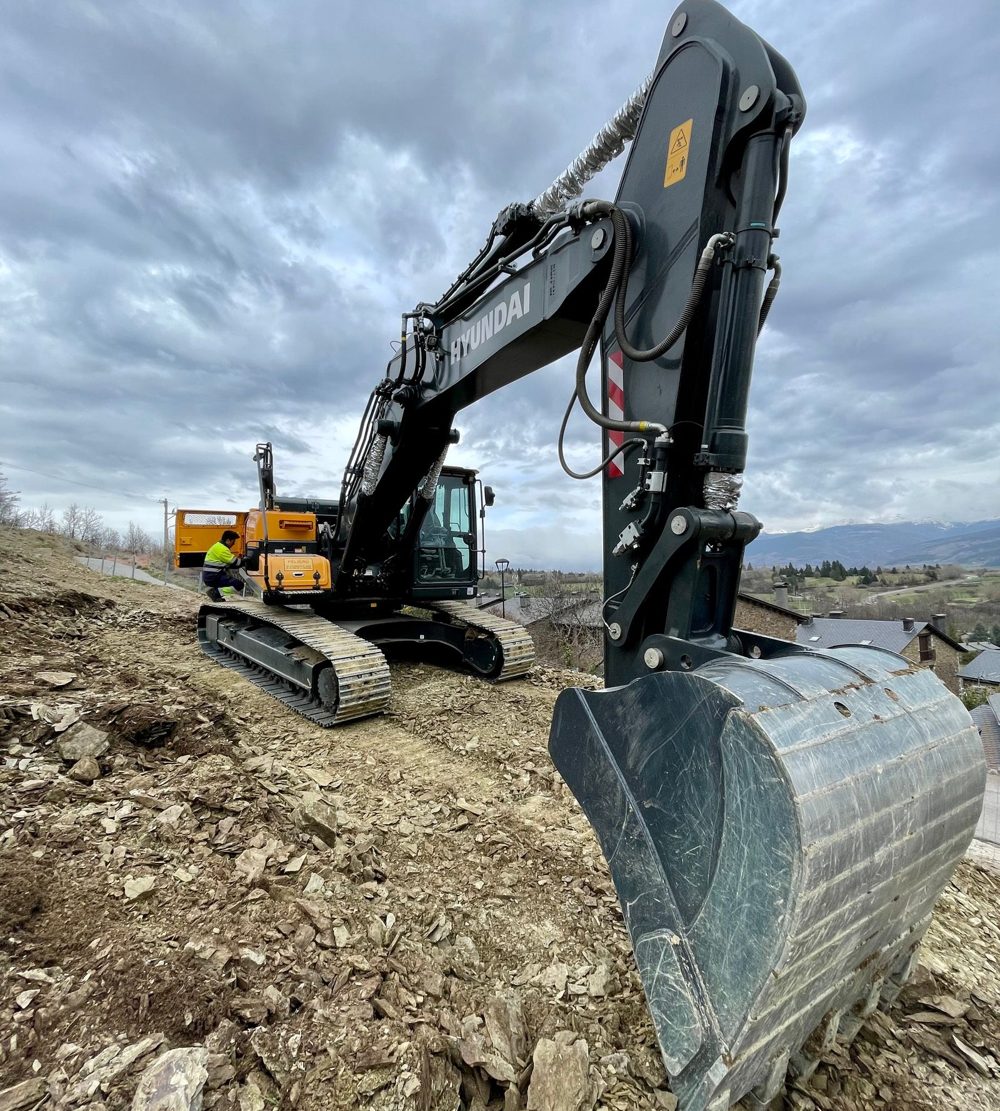 Excavator bucket on a job site